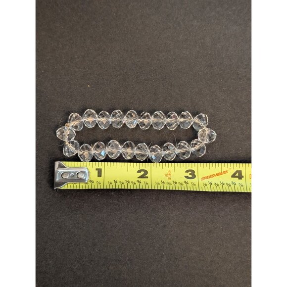 Clear Crystal Glass Faceted Rondelle Bead Stretch Bracelet - Picture 4 of 4